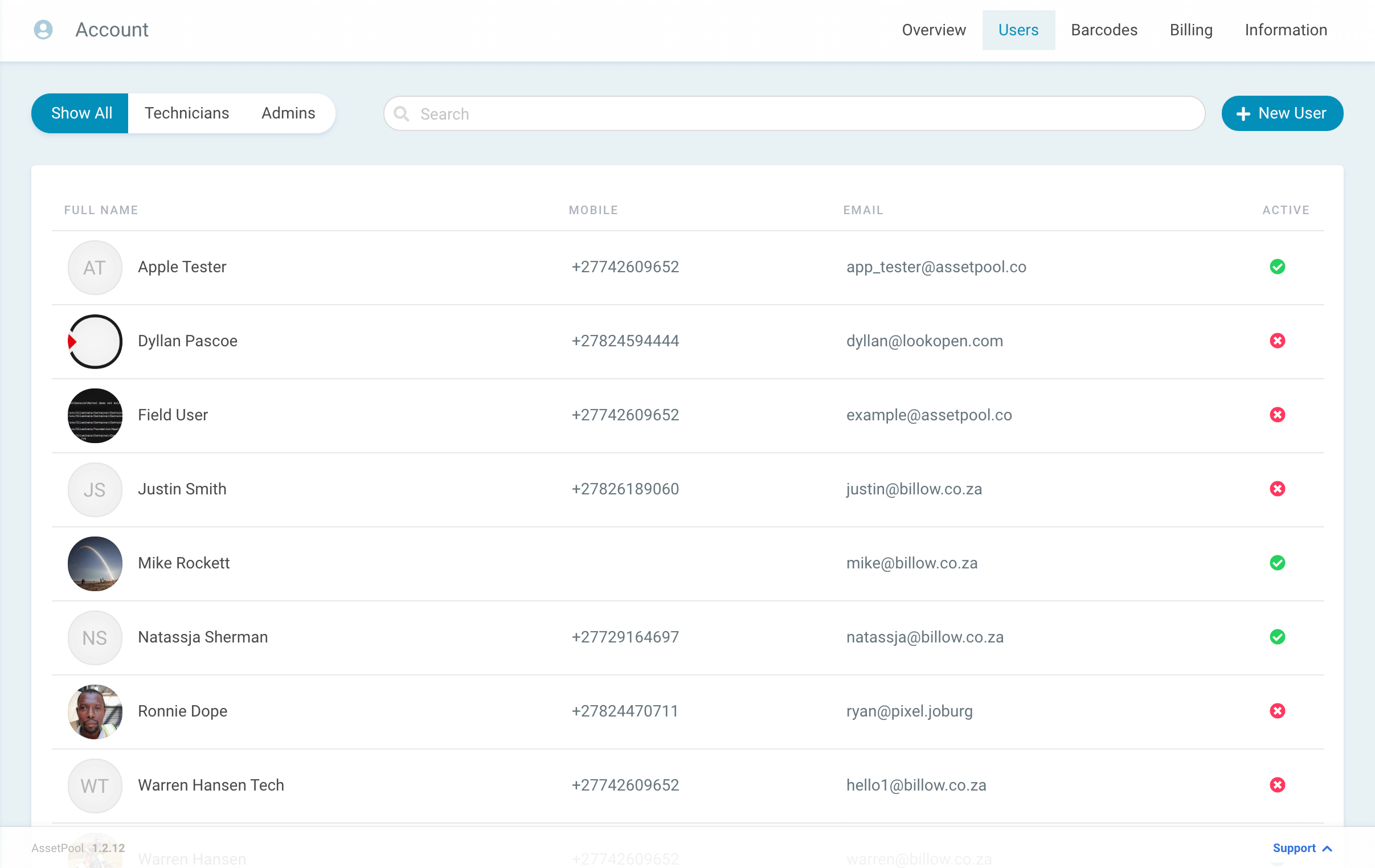 assetpool admin user