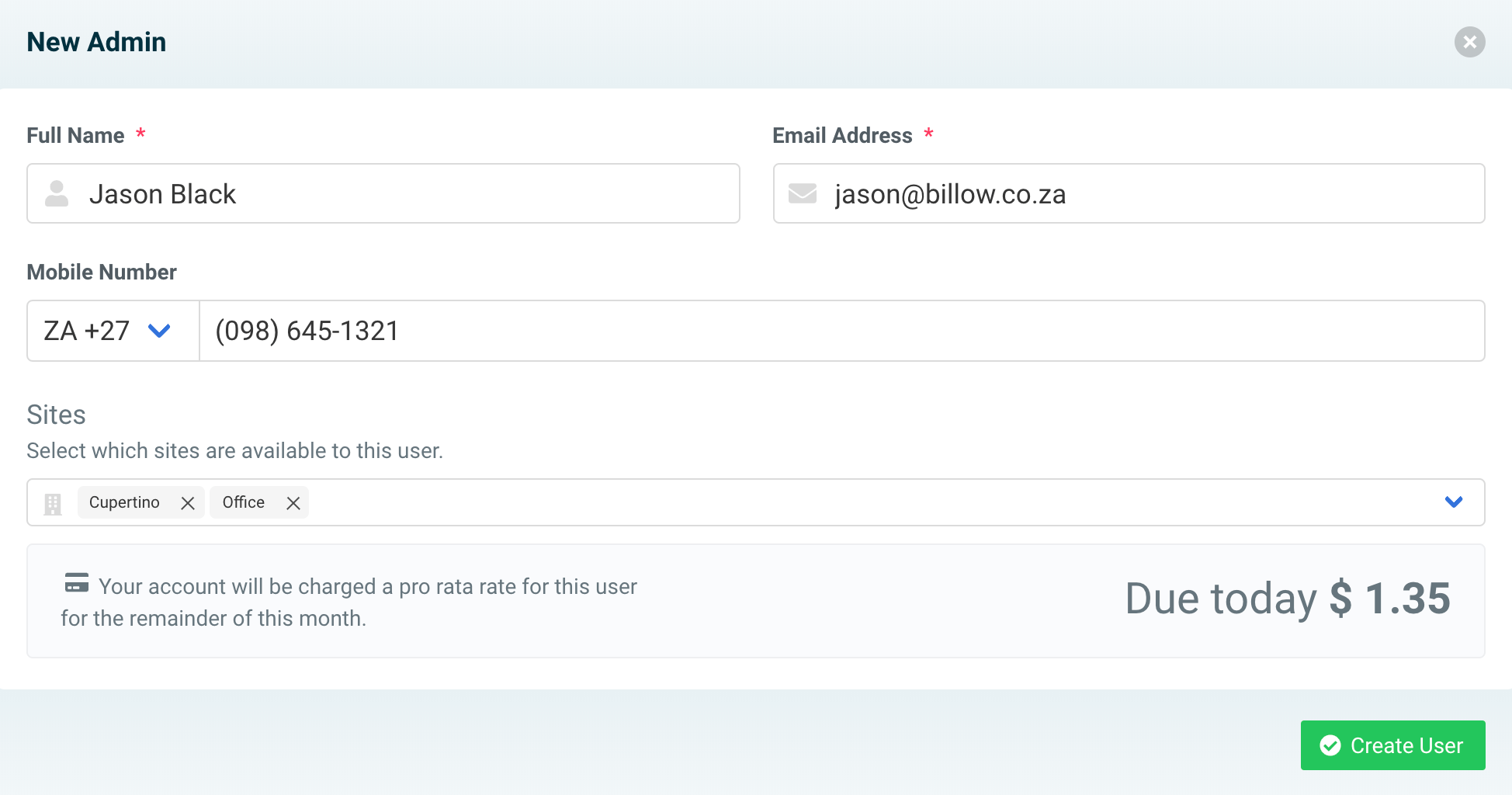 assetpool create admin user