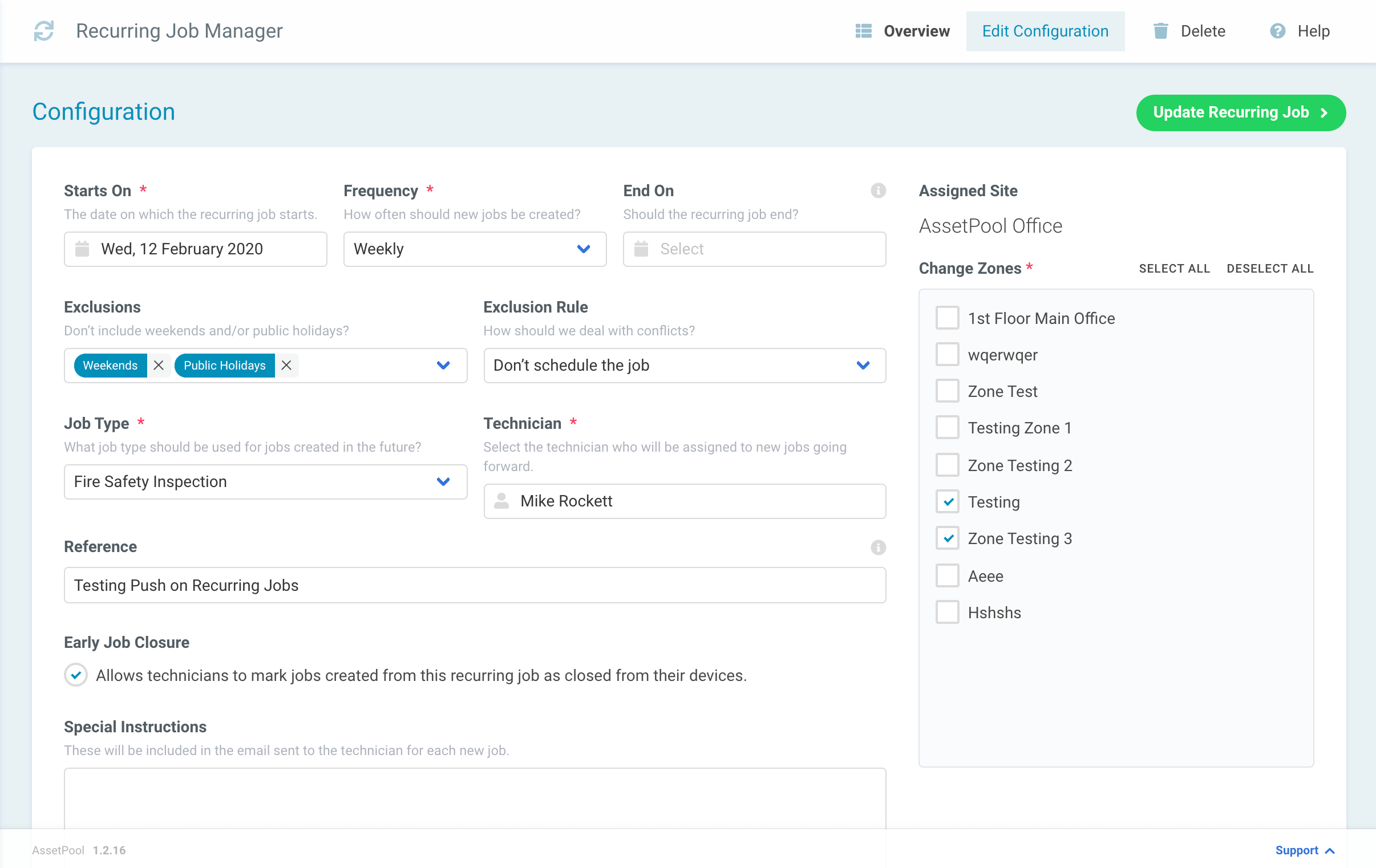 Assetpool Update Recurring Job