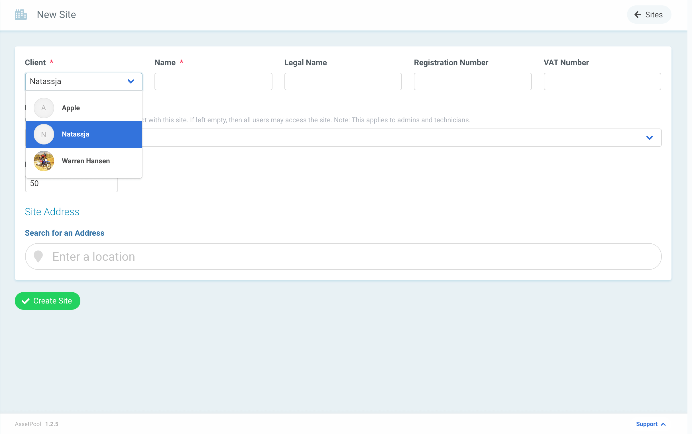 Assetpool Site Clients