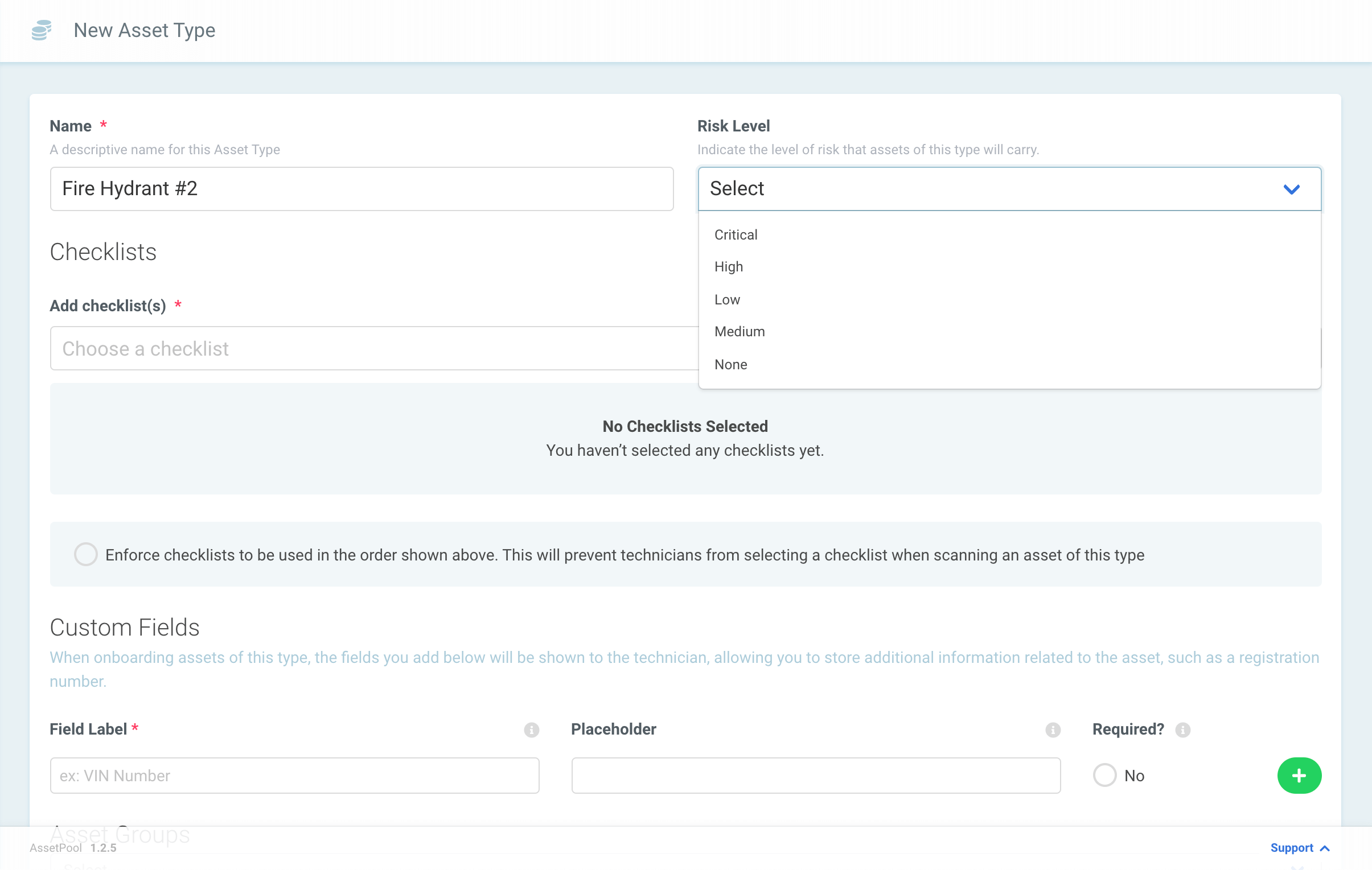 Assetpool Asset Type Risk Level