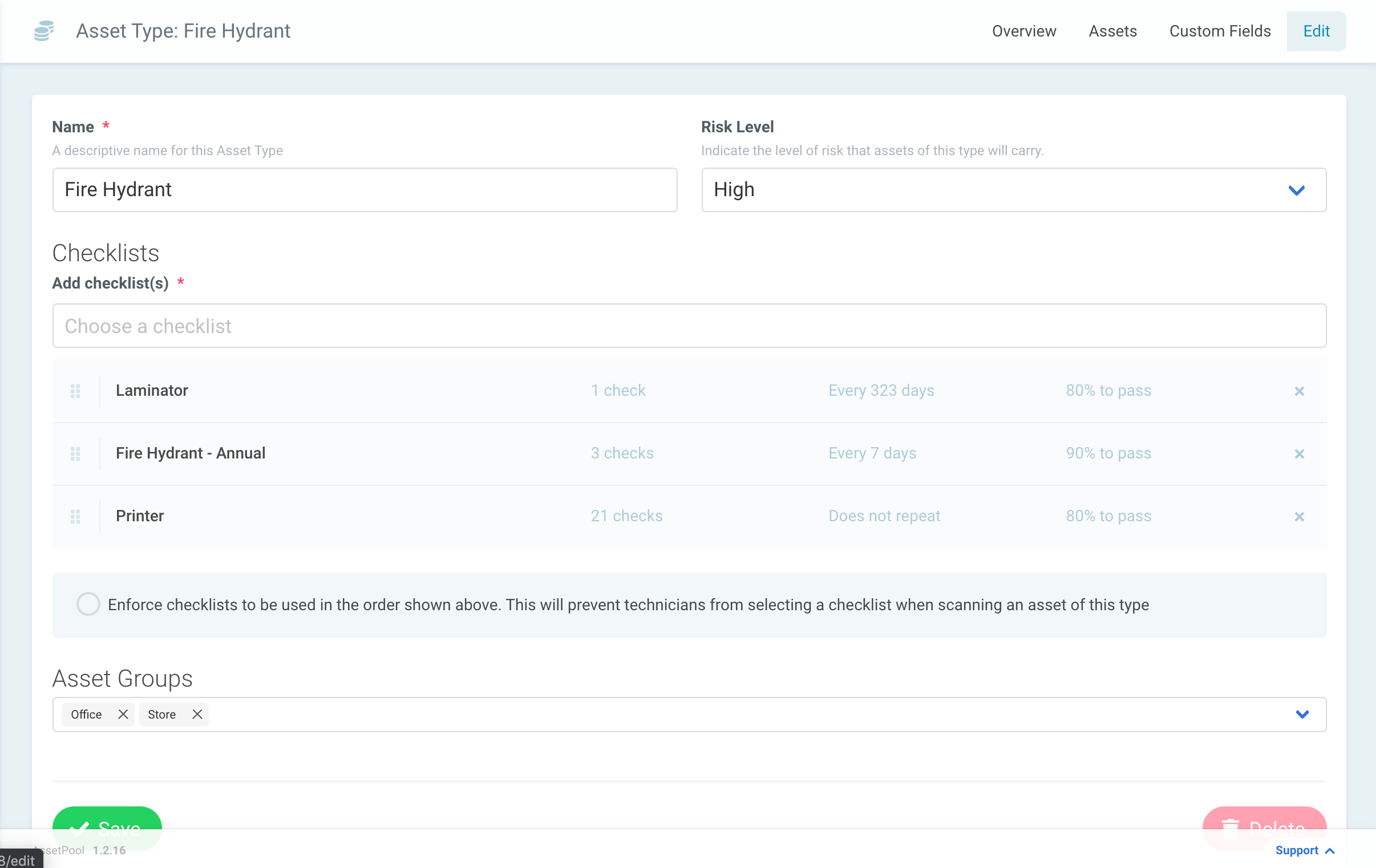 Assetpool Asset Type Edit