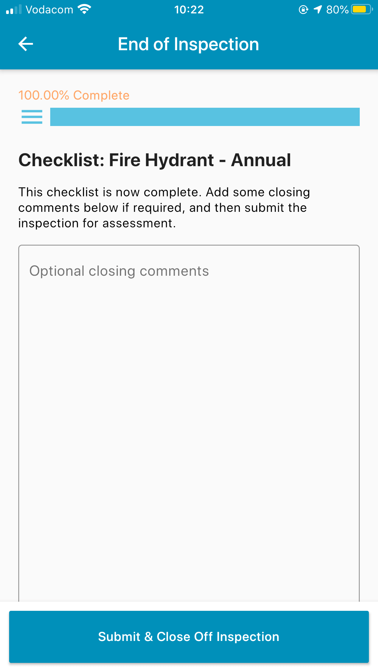 assetpool inspection complete