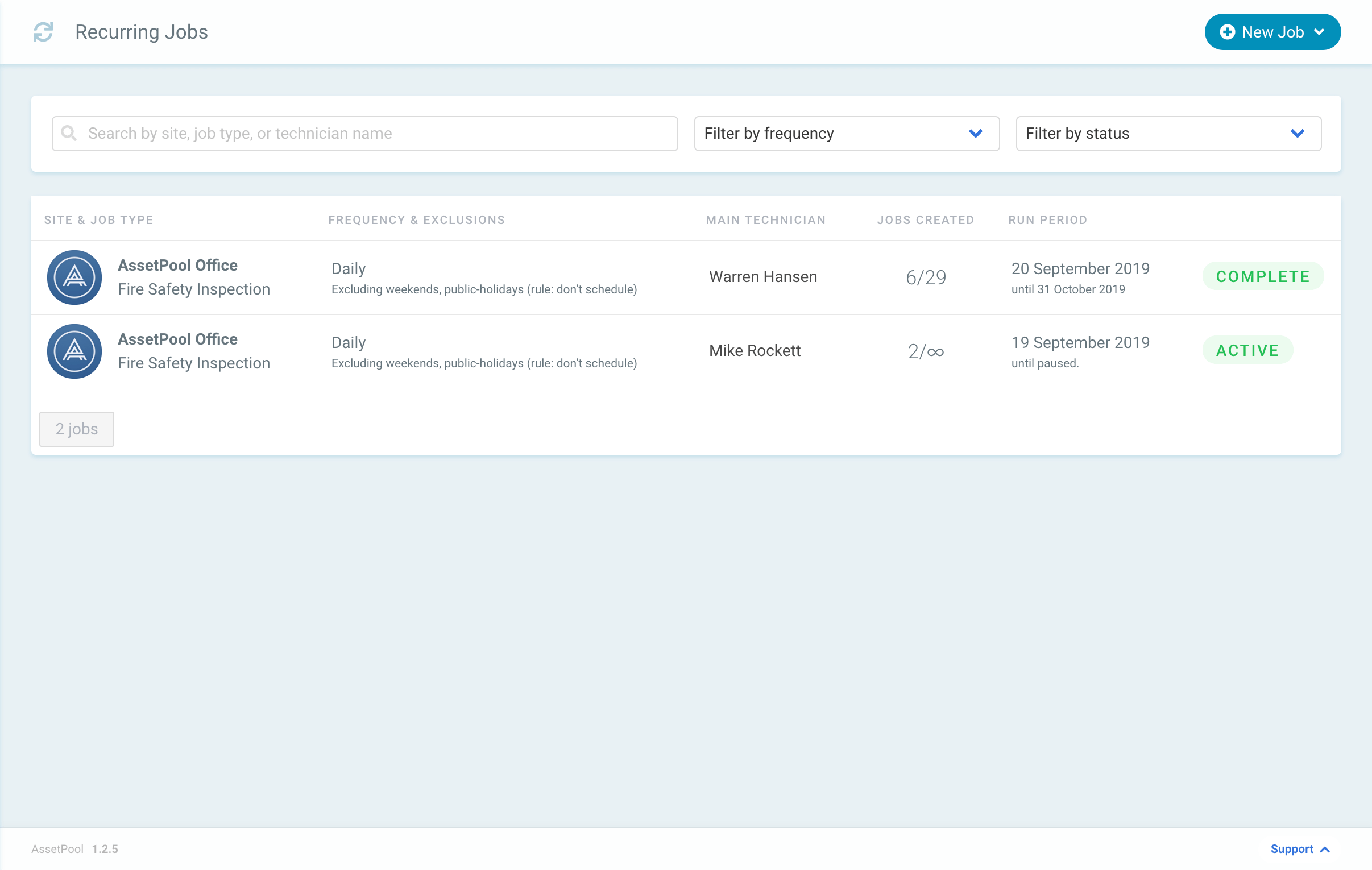 Assetpool New Recurring Job