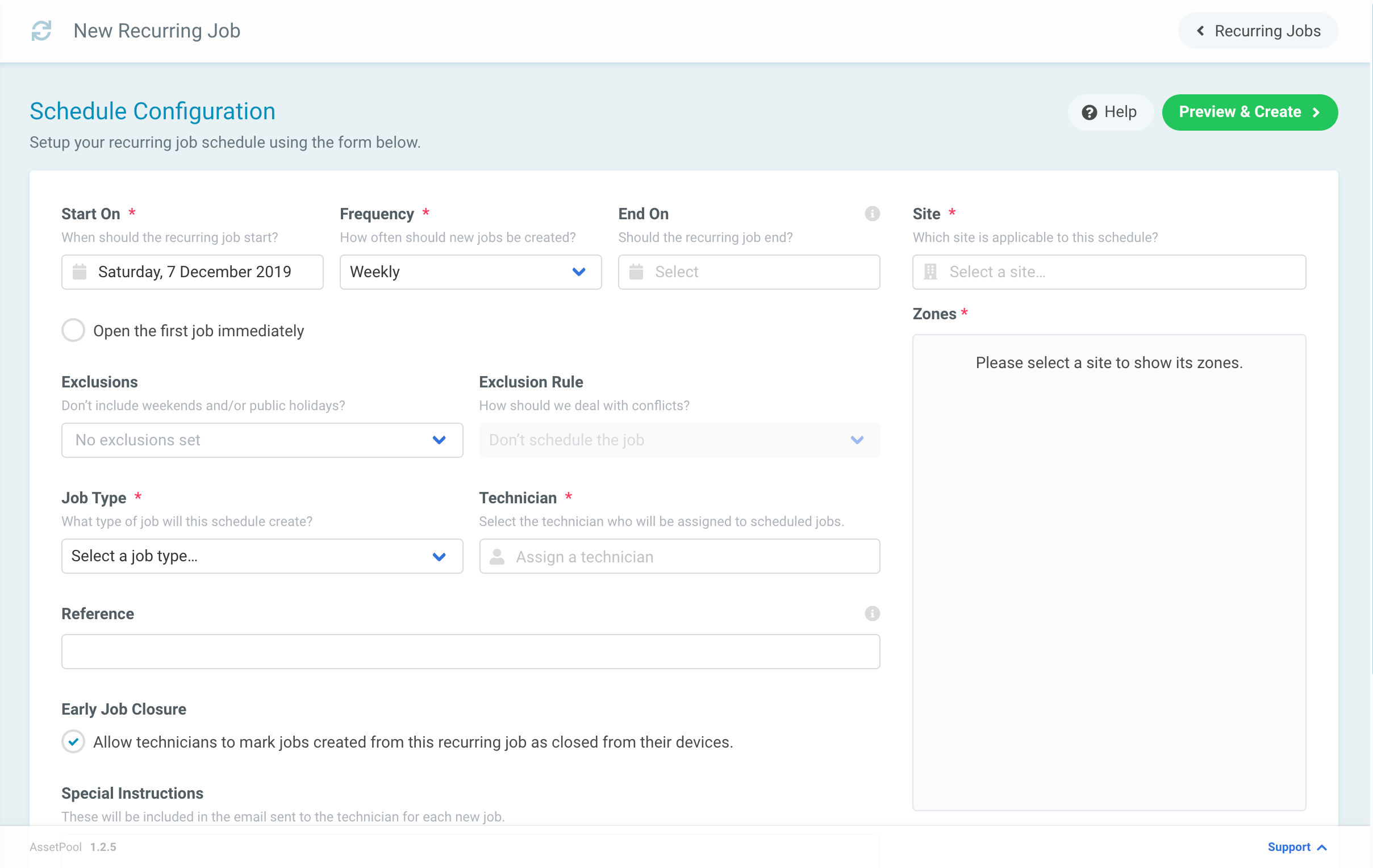Assetpool Recurring Job Deatils