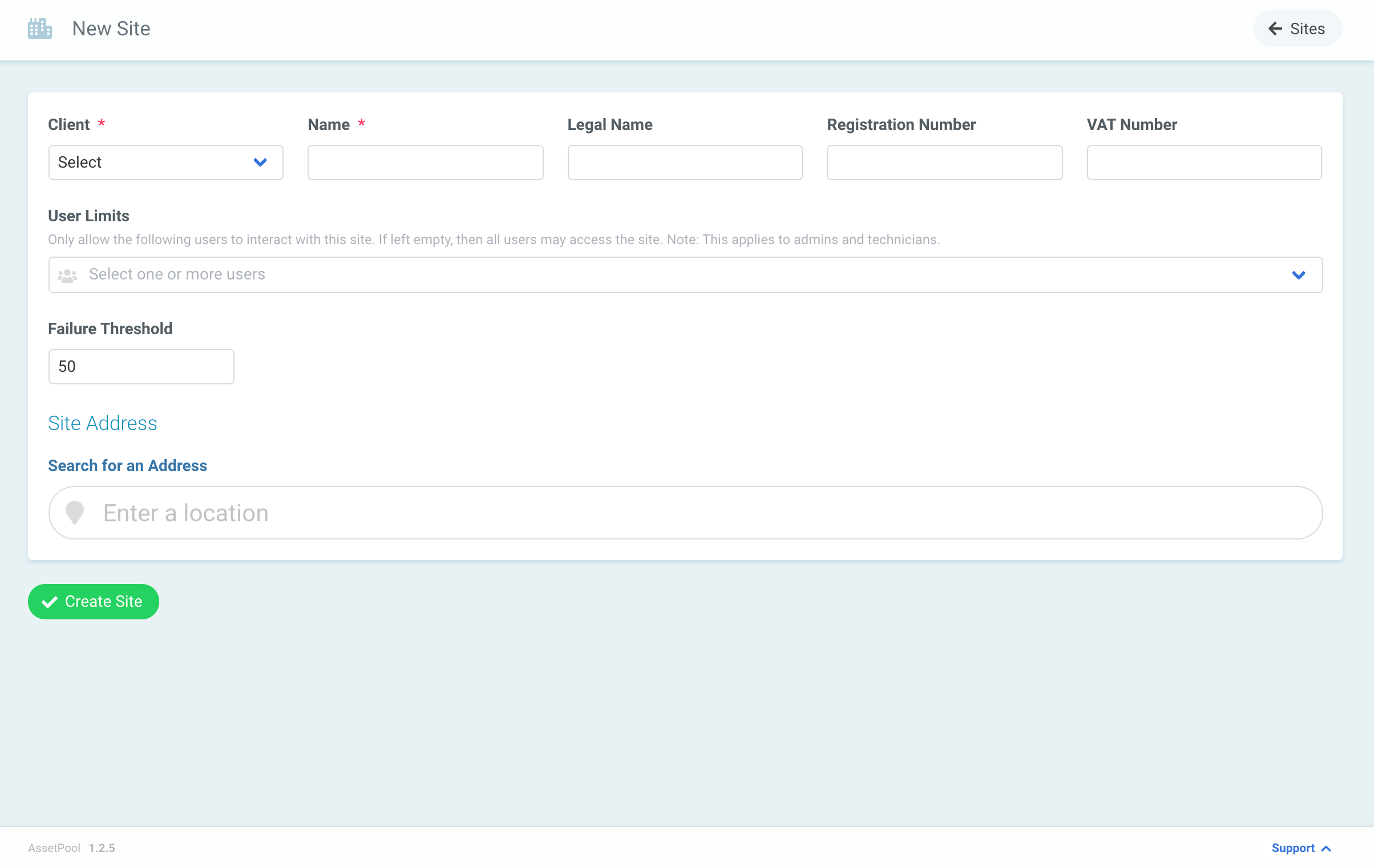 Assetpool Site Details