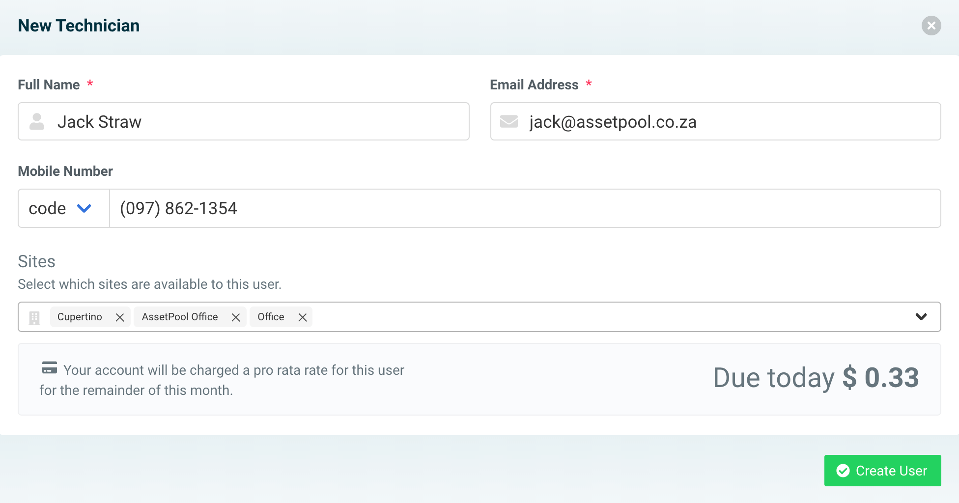 assetpool technician sites