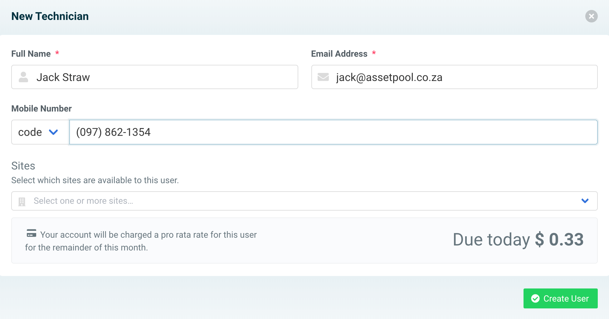 assetpool technician contact number