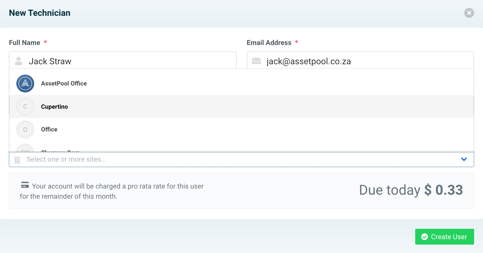 assetpool technician sites